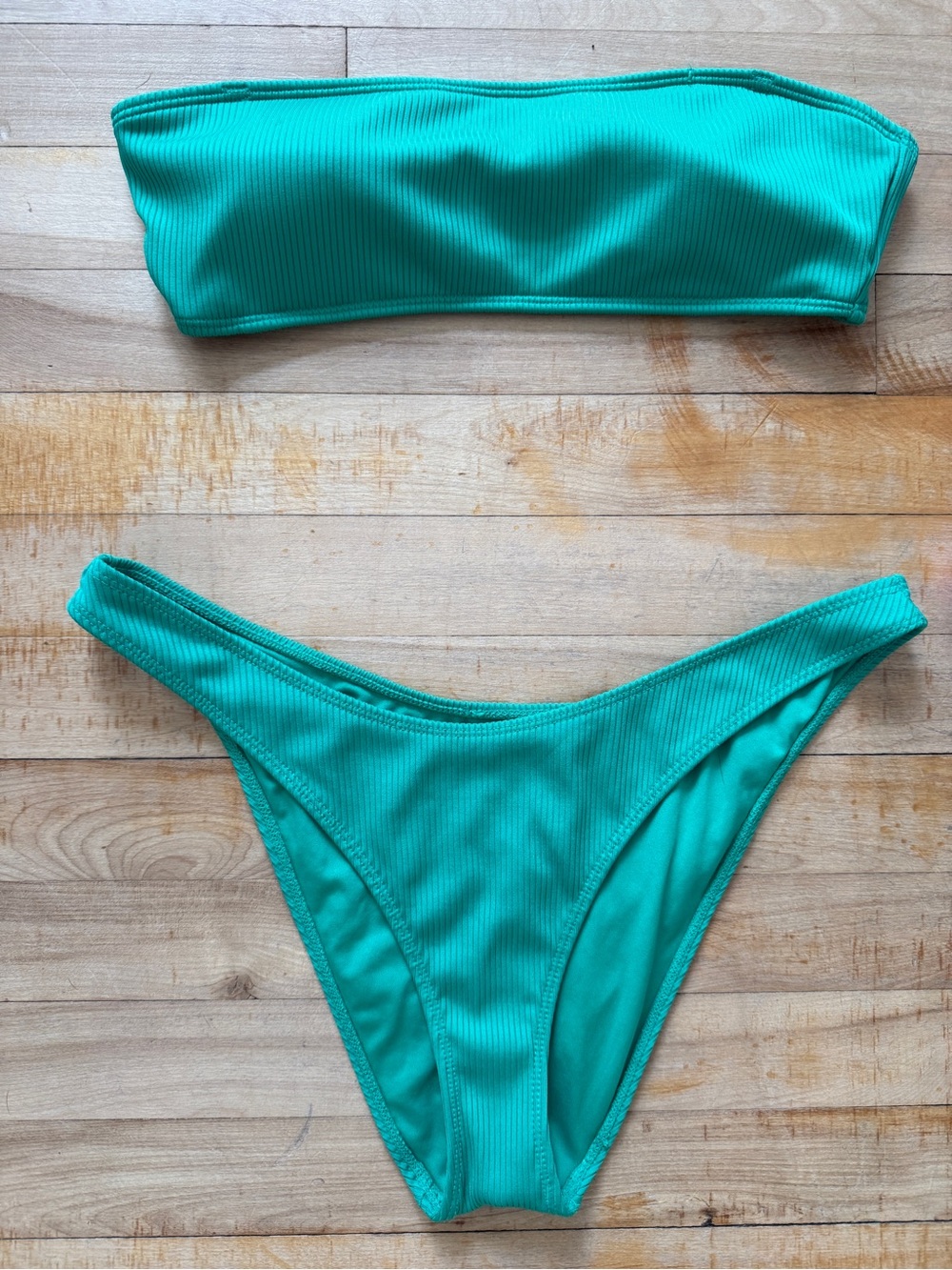 Garage Bandeau High- Cut Bikini Set in Turquoise